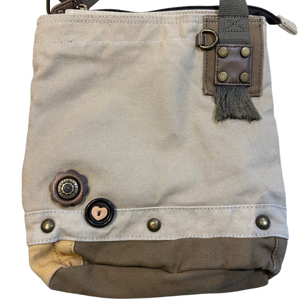 NEW Chala Patch Crossbody Canvas Shoulder Bag Purse Messenger Style Olive Brown - Picture 2 of 8